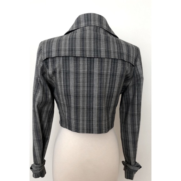 Lita Mortari Jacket Double Breasted Asymmetrical Military Crop Striped Moto S - Picture 2 of 5